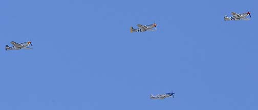 North American P-51D Mustangs NL5441V Spam Can, N151MW Lady Alice, NL327DB Lady Jo, and NL7715C Wee Willy II